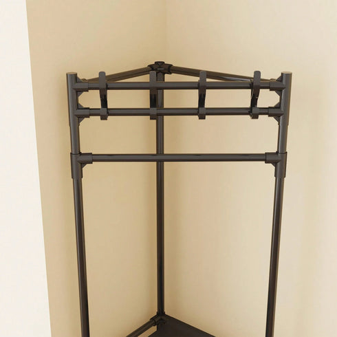 Cuier metalic de colt, 3 rafturi de organizare