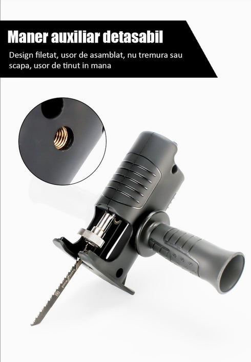 Adaptor tip fierăstrău sabie pentru bormașină, 3 lame incluse