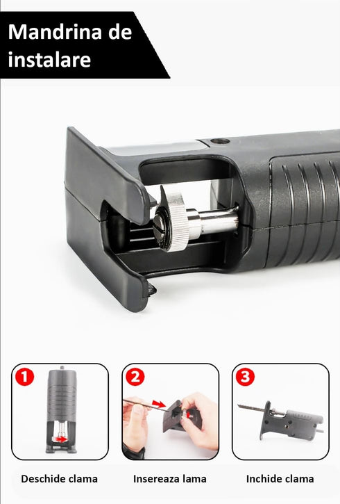 Adaptor tip fierăstrău sabie pentru bormașină, 3 lame incluse