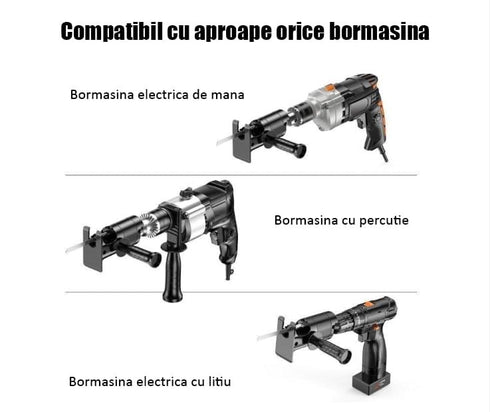 Adaptor tip fierăstrău sabie pentru bormașină, 3 lame incluse