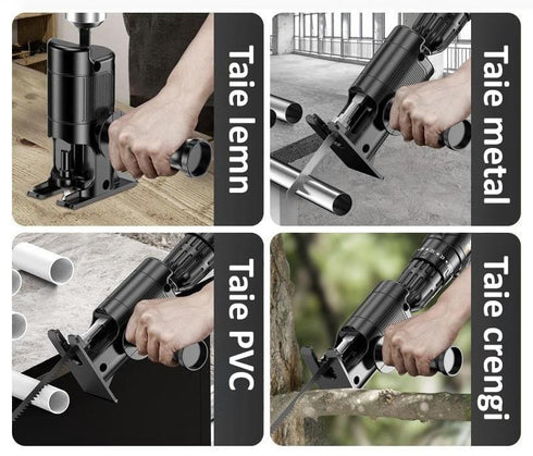 Adaptor tip fierăstrău sabie pentru bormașină, 3 lame incluse
