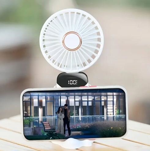 Ventilator Portabil Reîncărcabil 6000mAh – 5 Viteze, Oscilație 90°, Autonomie până la 10 Ore, USB-C