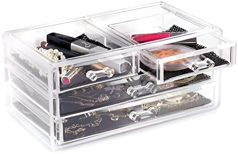 Organizator de cosmetice cu 4 sertare si compartimente multiple