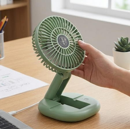 Mini Ventilator Reglabil și Pliabil cu Suport pentru Telefon – Reîncărcabil USB