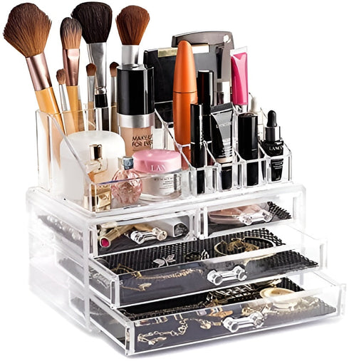 Organizator de cosmetice cu 4 sertare si compartimente multiple
