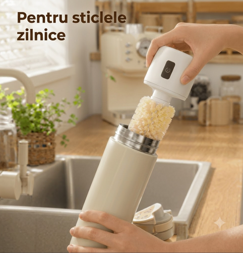 Perie Electrică pentru Curățarea Sticlelor și Paharelor
