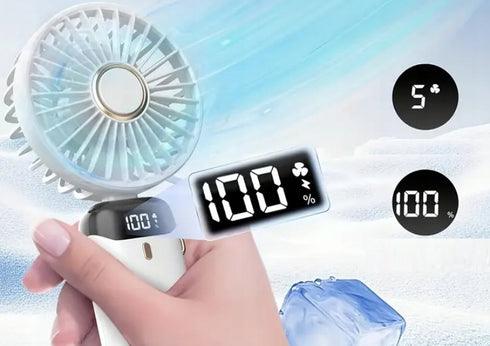 Ventilator Portabil Reîncărcabil 6000mAh – 5 Viteze, Oscilație 90°, Autonomie până la 10 Ore, USB-C