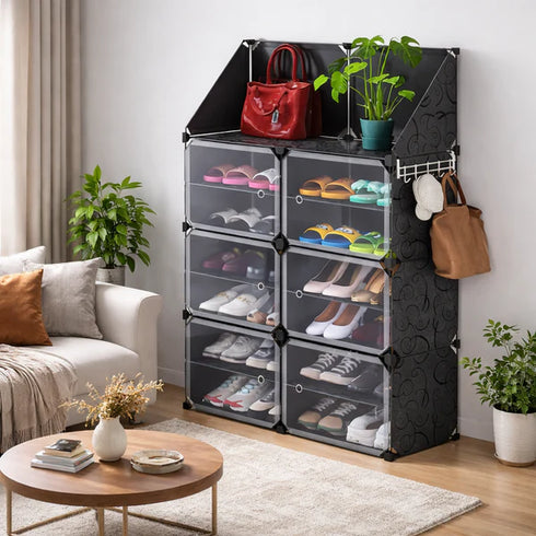 Dulap Modular pentru Încălțăminte cu Uși și Cuier Anti-Praf – Organizator Modern pentru Hol, 85 x 32 x 95.5 cm