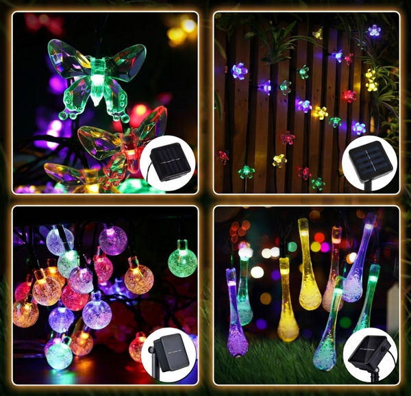 Instalație Luminoasă Solară pentru Exterior, 5m, 20 LED-uri Multicolor