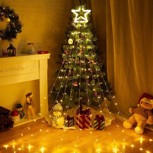 Instalație Luminoasă tip Perdea pentru Bradul de Crăciun, 208 LED-uri, 2m