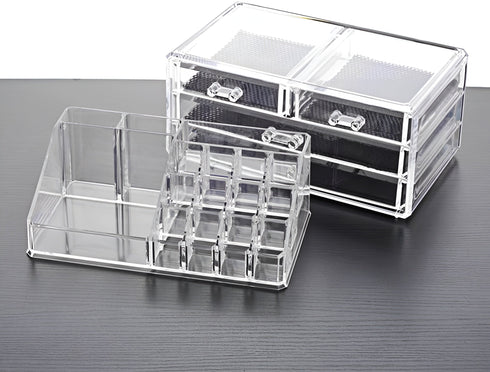 Organizator de cosmetice cu 4 sertare si compartimente multiple