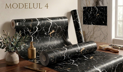 Folie autoadezivă cu imitație de marmură 60 × 300 cm – renovare rapidă și elegantă