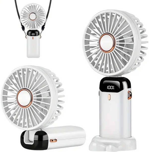 Ventilator Portabil Reîncărcabil 6000mAh – 5 Viteze, Oscilație 90°, Autonomie până la 10 Ore, USB-C