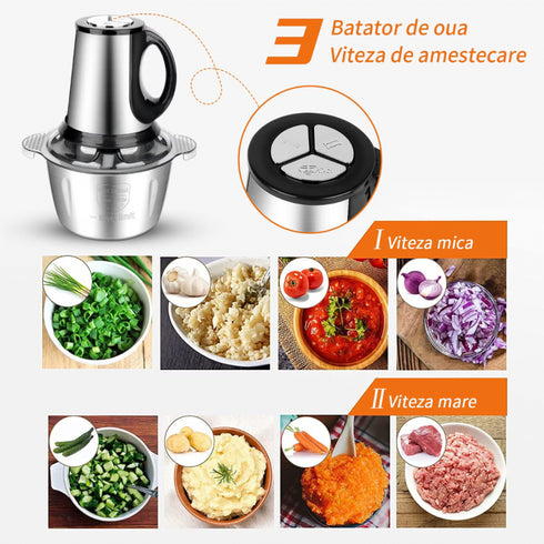Tocator electric carne si legume, 4 lame inox, 3L, 1000W
