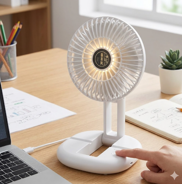 Mini Ventilator Reglabil și Pliabil cu Suport pentru Telefon – Reîncărcabil USB