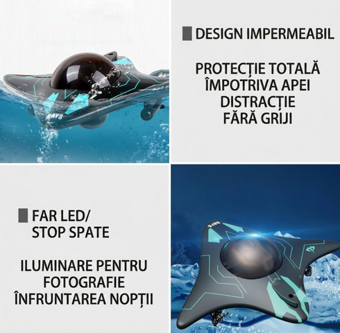 Submarin cu Telecomandă, 6 Canale, Cameră și Iluminare Multicoloră