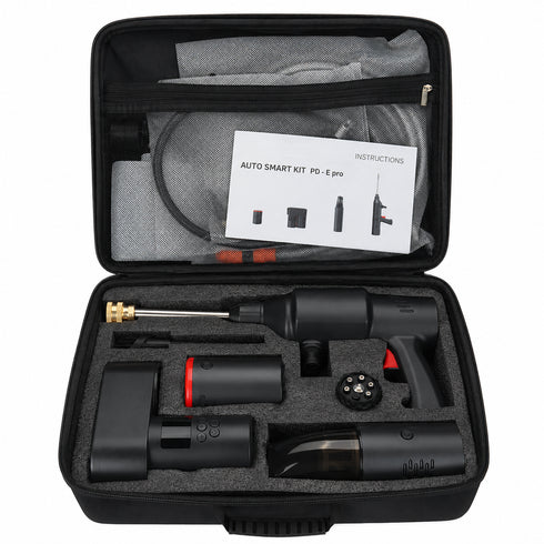 Pompă de Aer Multifuncțională 4 în 1 – Aspirator Auto, Pistol de Spălare și Compresor cu Funcție Power Bank Wireless