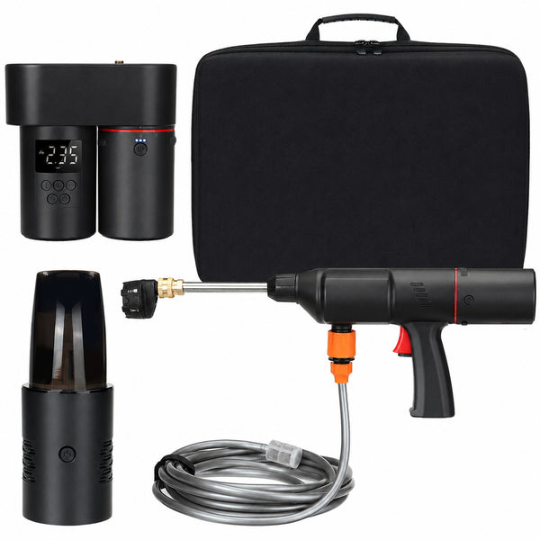 Pompă de Aer Multifuncțională 4 în 1 – Aspirator Auto, Pistol de Spălare și Compresor cu Funcție Power Bank Wireless