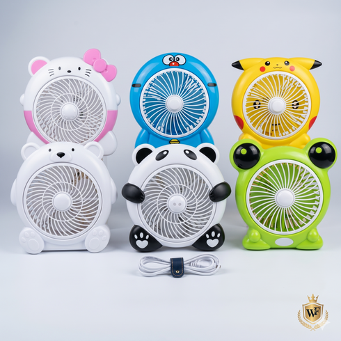 Ventilator de Birou pentru Copii cu Design Cartoon – Reîncărcabil USB, 3 Viteze, Compact și Silențios