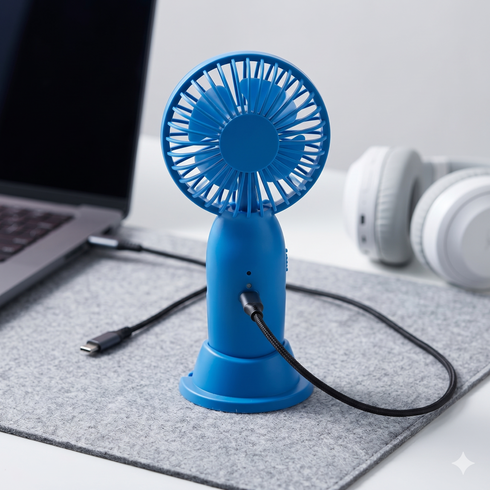 Mini Ventilator pentru Copii – Reîncărcabil USB, cu Suport pentru Telefon și Design Portabil