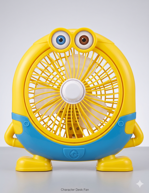 Ventilator de Birou pentru Copii cu Design Cartoon – Reîncărcabil USB, 3 Viteze, Compact și Silențios