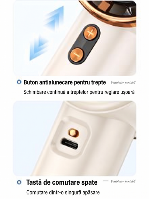 Ventilator Portabil Reîncărcabil – Afișaj Digital, Viteză Reglabilă 1-100, Flux de Aer Puternic