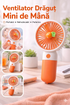 Mini Ventilator Portabil cu Suport, Reîncărcabil USB – Silențios, 3 Viteze, Design Compact