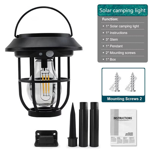 Felinar LED pentru Exterior cu Panou Solar Integrat – Montaj în Sol sau Suspendare