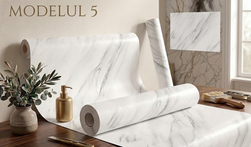 Folie autoadezivă cu imitație de marmură 60 × 300 cm – renovare rapidă și elegantă