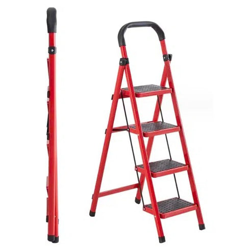 Scară Metalică Pliabilă, 4 / 5 Trepte Antiderapante