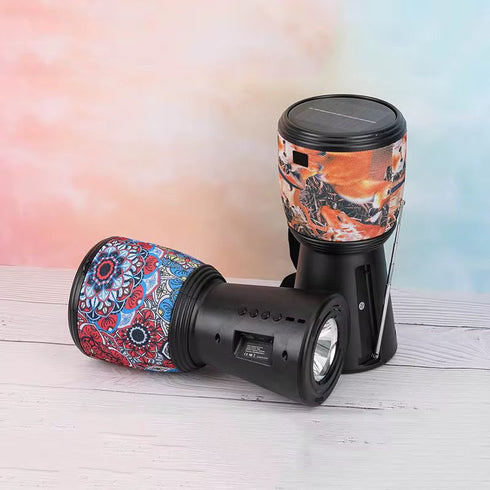 Boxa portabila Tip Tarabana, bluetooth cu incarcare solara, cu radio FM si lanterna