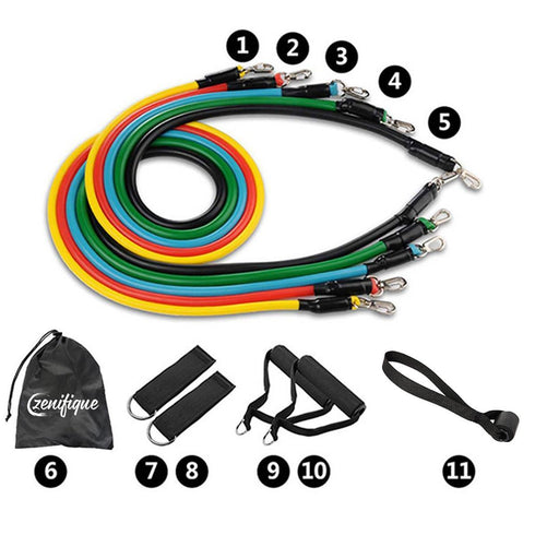 Sistem de antrenament fitness cu benzi extensibile, 11 piese
