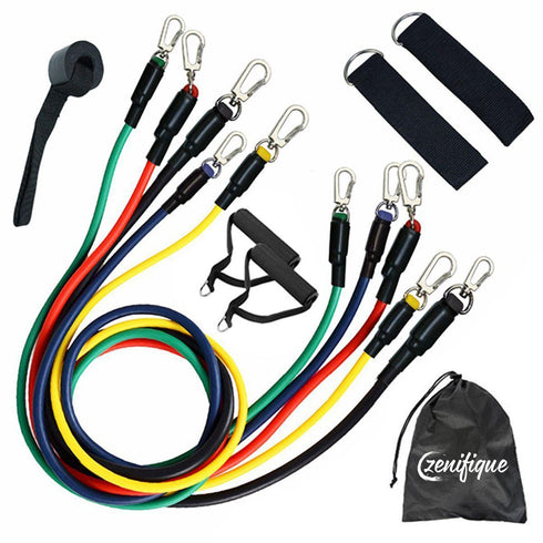 Sistem de antrenament fitness cu benzi extensibile, 11 piese