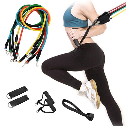 Sistem de antrenament fitness cu benzi extensibile, 11 piese