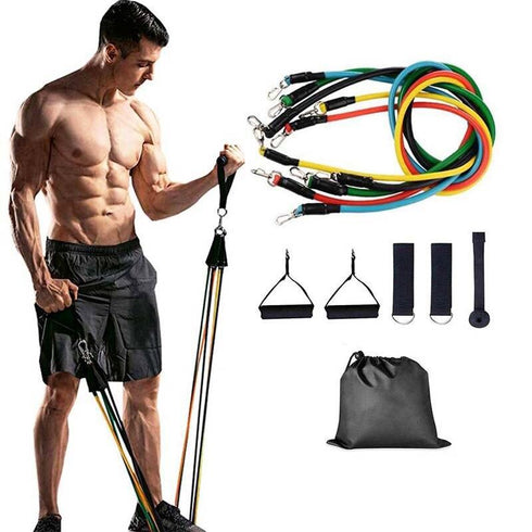 Sistem de antrenament fitness cu benzi extensibile, 11 piese