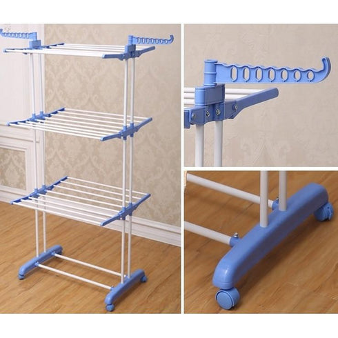 Uscator vertical pentru rufe, mobil si pliabil, cu suport umerase