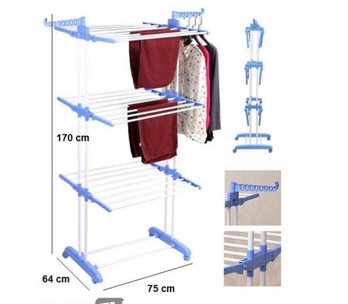 Uscator vertical pentru rufe, mobil si pliabil, cu suport umerase