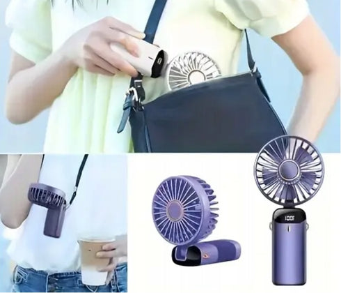 Ventilator Portabil Reîncărcabil 6000mAh – 5 Viteze, Oscilație 90°, Autonomie până la 10 Ore, USB-C