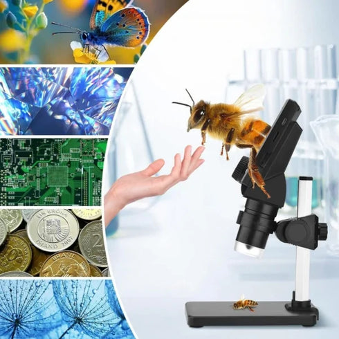 Microscop Digital LCD 4.3", HD 8MP, Zoom 1-1000X, 8 LED-uri, Baterie Reîncărcabilă, Compatibil PC
