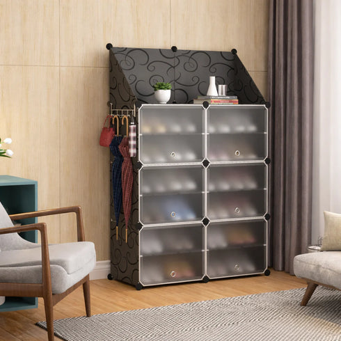 Dulap Modular pentru Încălțăminte cu Uși și Cuier Anti-Praf – Organizator Modern pentru Hol, 85 x 32 x 95.5 cm