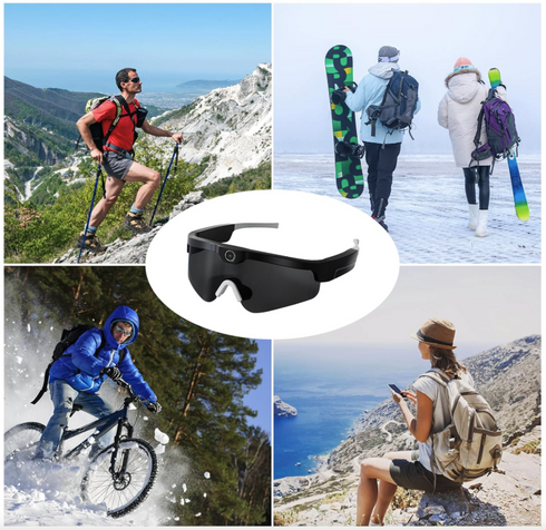 Ochelari de Soare cu Cameră 2K și Bluetooth 5.0, Foto 4K, Microfon și Difuzor