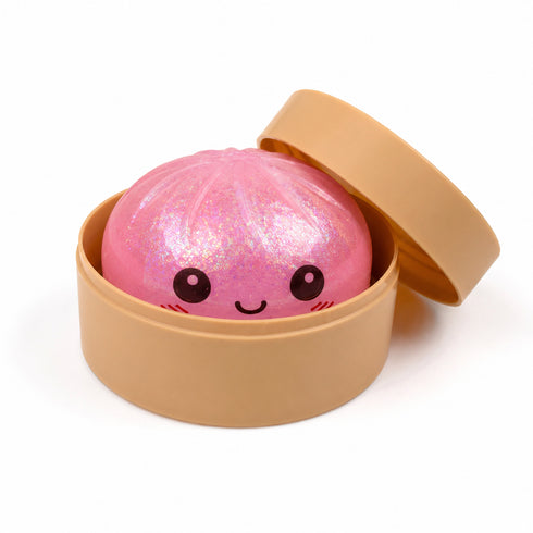 Dumpling Squishy Glitter - Jucarie Antistres Kawaii cu Bol, Slow Squeeze