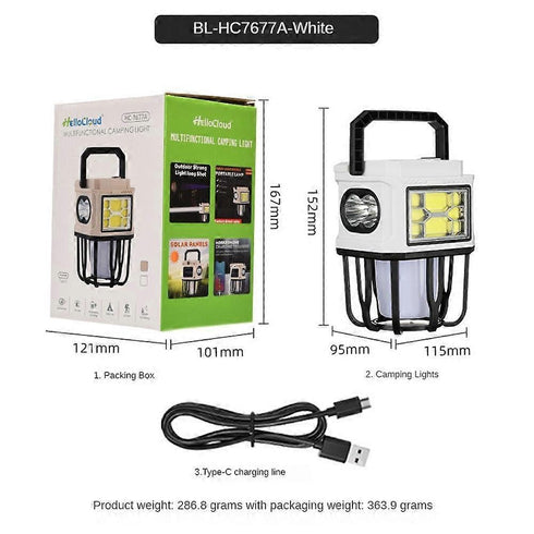 Lampa solara tip felinar, Lumina LED 3 in 1, functie de Power Bank, reglare luminozitate, rezistenta la apa, ideala pentru camping