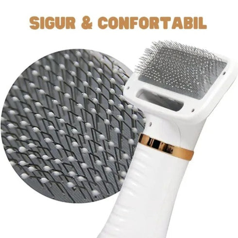 Perie cu feon 2 in 1 pentru animale, functie uscator de par