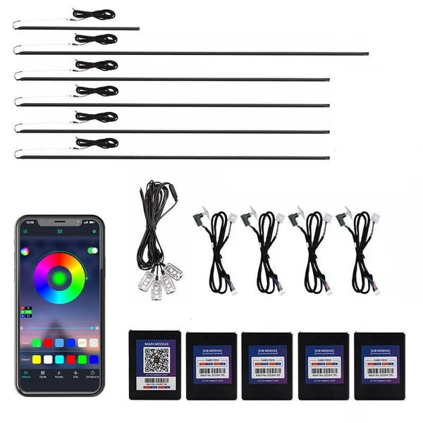 Kit 18 in 1 lumini ambientale auto RGB acrilic, dinamic, wireless