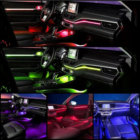 Kit 18 in 1 lumini ambientale auto RGB acrilic, dinamic, wireless