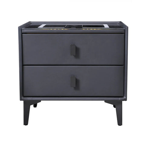 Noptiera Inteligentă Multifunctionala, iluminare LED tactil, incarcare wireless si USB, boxa Bluetooth, 2 sertare