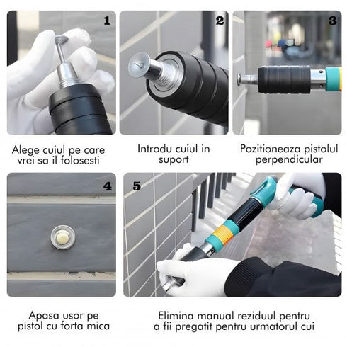 Pistol manual pentru fixarea cuielor in beton, perete, lemn