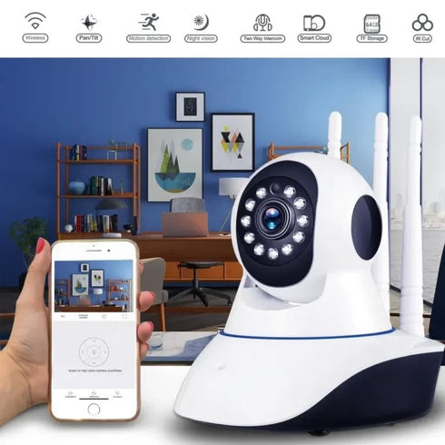 Camera de supraveghere HD, rotire 360, WiFi, 3 Antene, Monitor Bebe, Night Vision, Rotire Automata