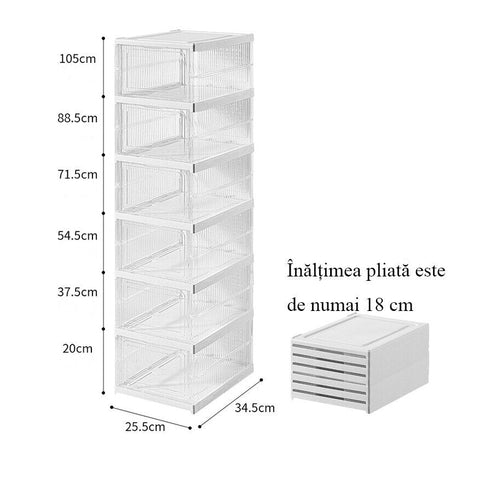Set 6 cutii organizatoare pentru incaltaminte, pliabile cu Usa Transparenta